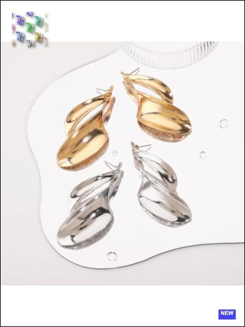 Chunky Gold Statement Drop Dangle Earrings Leaf Geometric Spiral Twisty